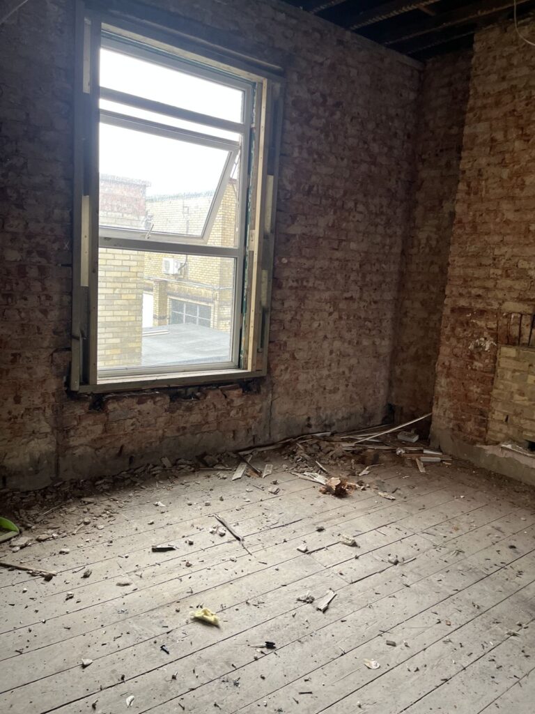 First-floor room at 267 Ballards Lane stripped back ahead of the Category A office fit-out